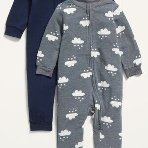 Old Navy - Unisex Printed One-Piece 2-Pack For Baby - Navy / Gray Cloud Print